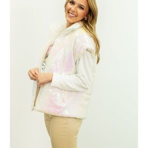 Women's White Sequin Vest